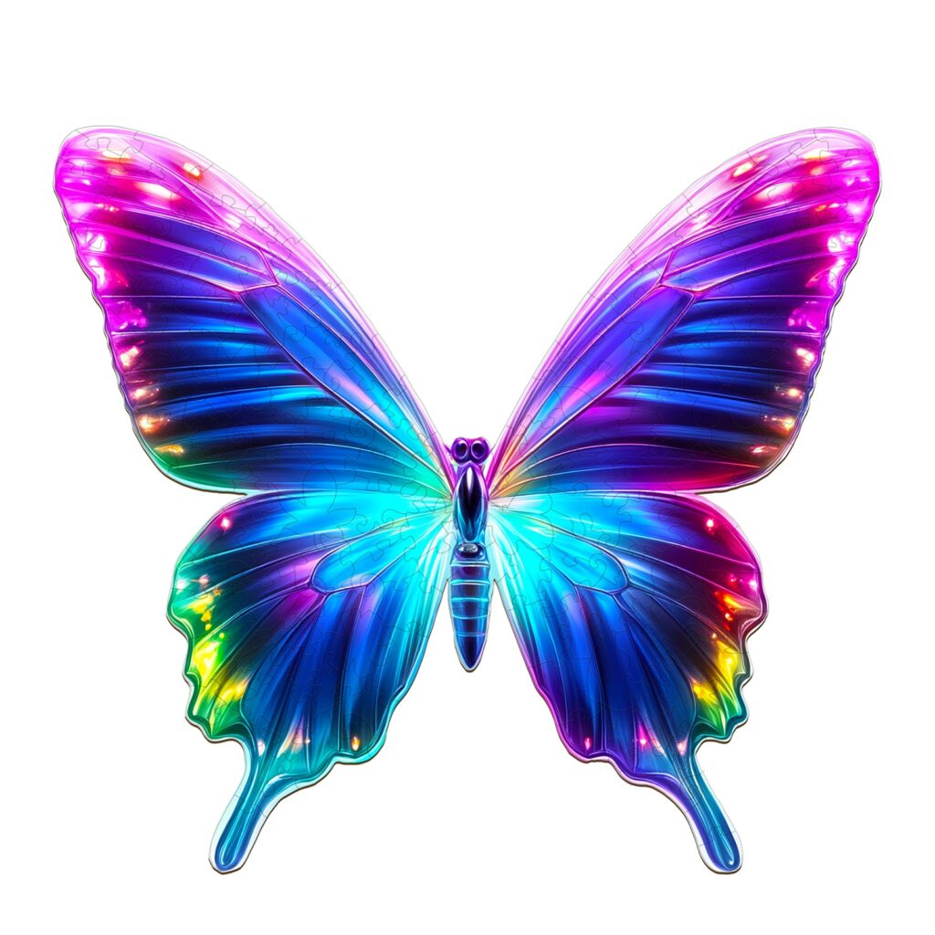 Wooden Jigsaw Puzzle – Fluorescent Butterfly