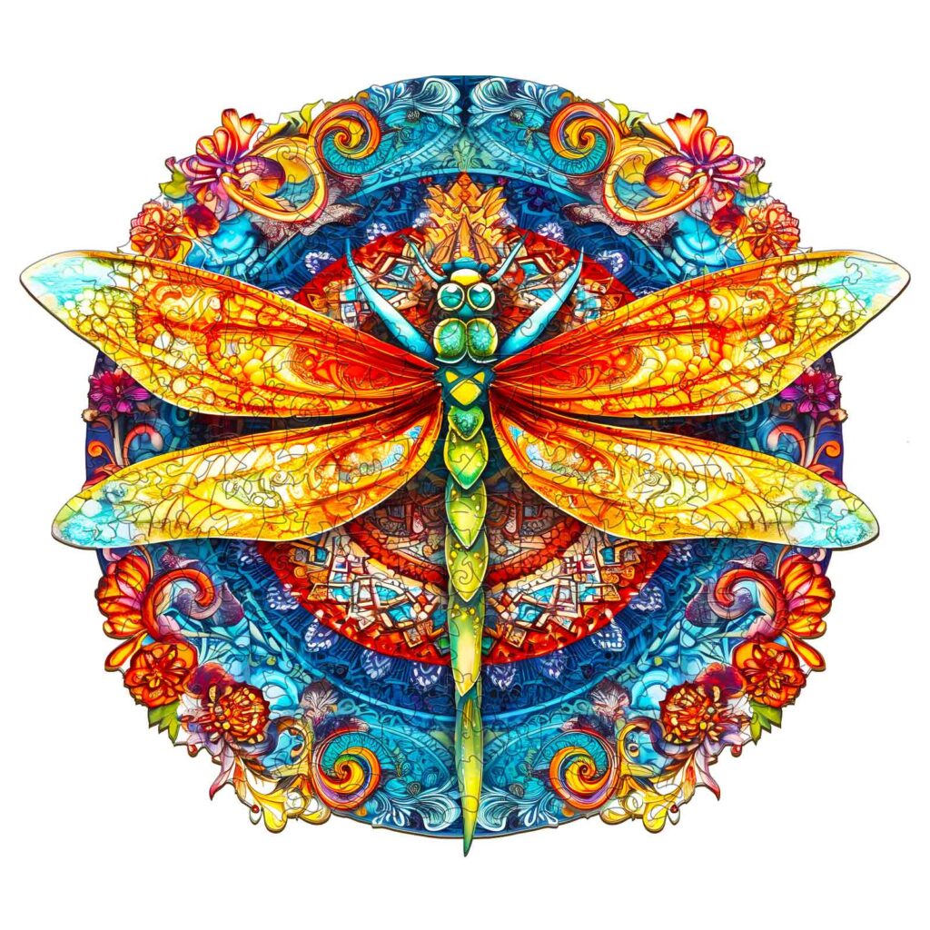 Wooden Jigsaw Puzzle-MANDALA DRAGONFLY