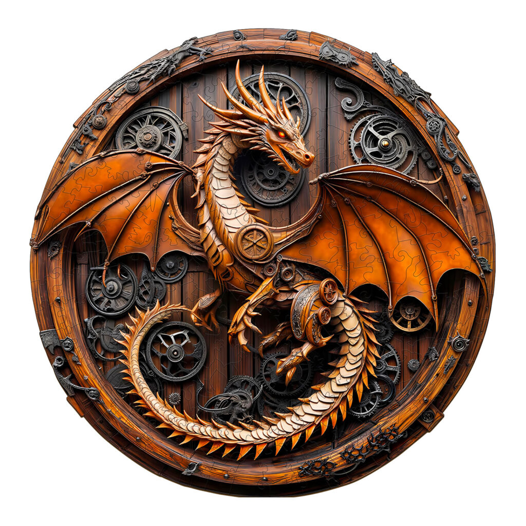 Wooden Jigsaw Puzzle – mechanical dragon-1